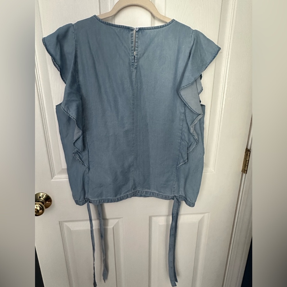 LOFT Ruffled Soft Jean Blouse - Picture 2 of 3